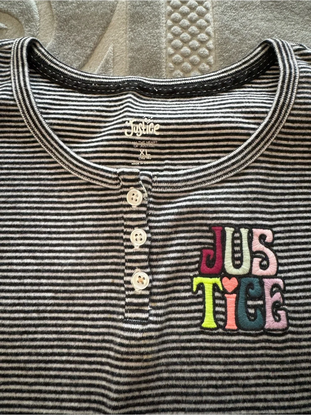 Justice Girls' Pink, White, Neon Tie-Dye, Navy & Black Striped Tops Pack